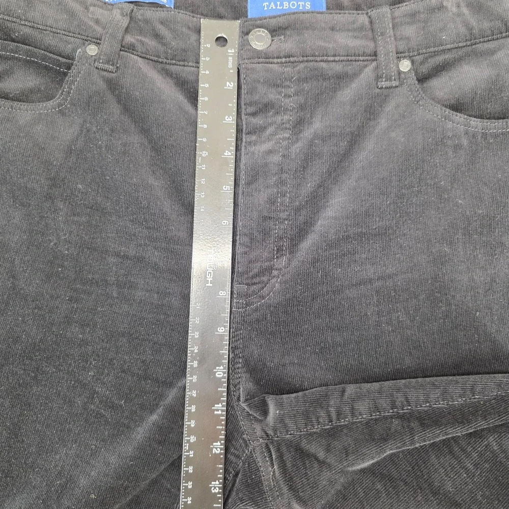 Talbots‎ Women's Size 14 Corduroy Pants High-Waist Straight-Leg Black Casual